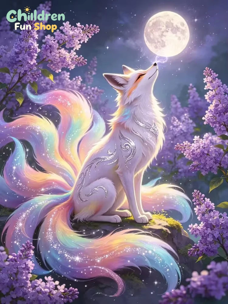 Rainbow Glowing Nine Tails Fox - Resin Art Wallpaper recension och pris